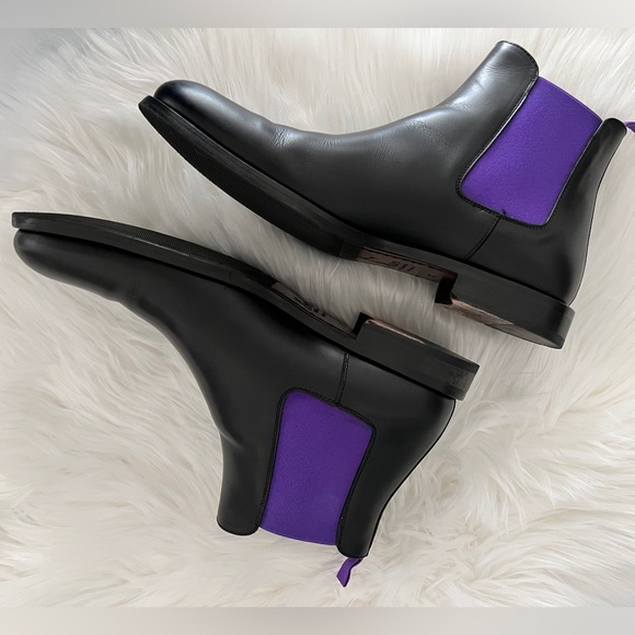 SERFAN CHELSEA Italian 43 Mens BOOT CALF LEATHER BLACK PURPLE US 10.5 in Box EUC - Picture 7 of 17